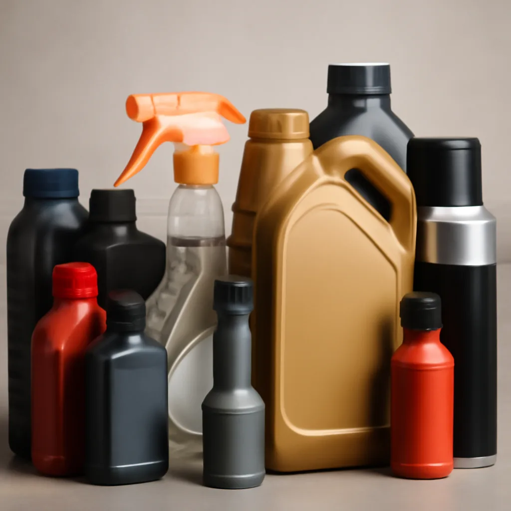 real photo of assorted automotive care products including