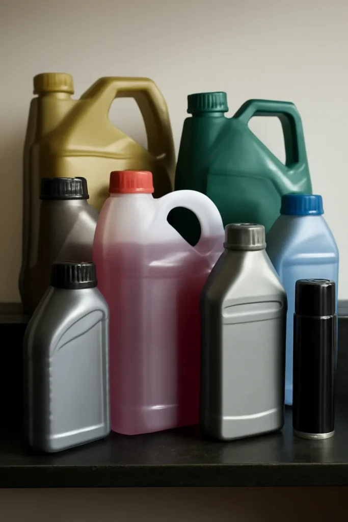 Real photo of trusted engine oils, coolants, brake