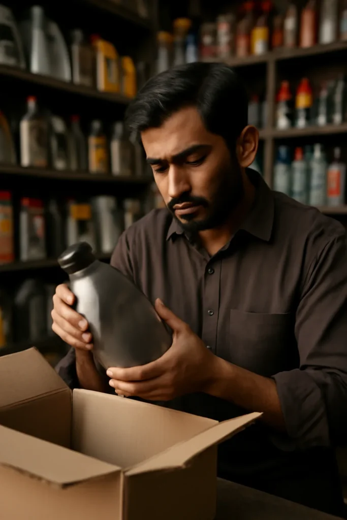 real photo of a Pakistani auto parts store