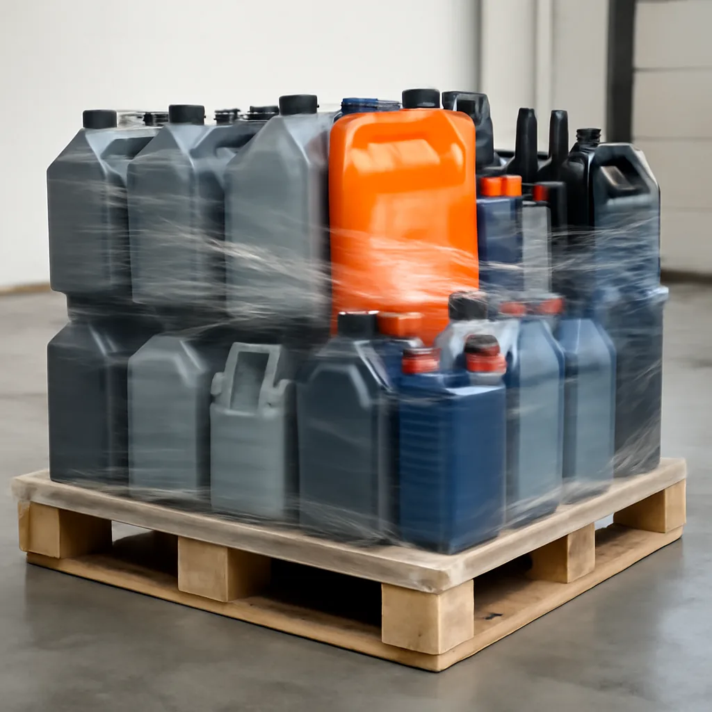 Real photo of securely packed automotive oils and